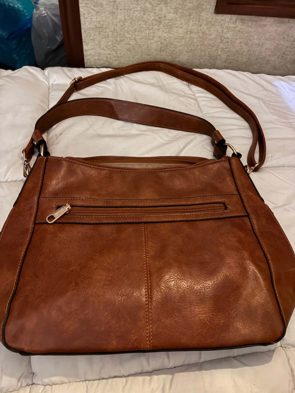 QIYUERA Brown Faux Leather Hobo Shoulder Bag